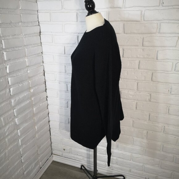 Kersh Ladies Size XXL Black Waffle Knit Merino Wool Blend Round Neck Sweater - Picture 4 of 9